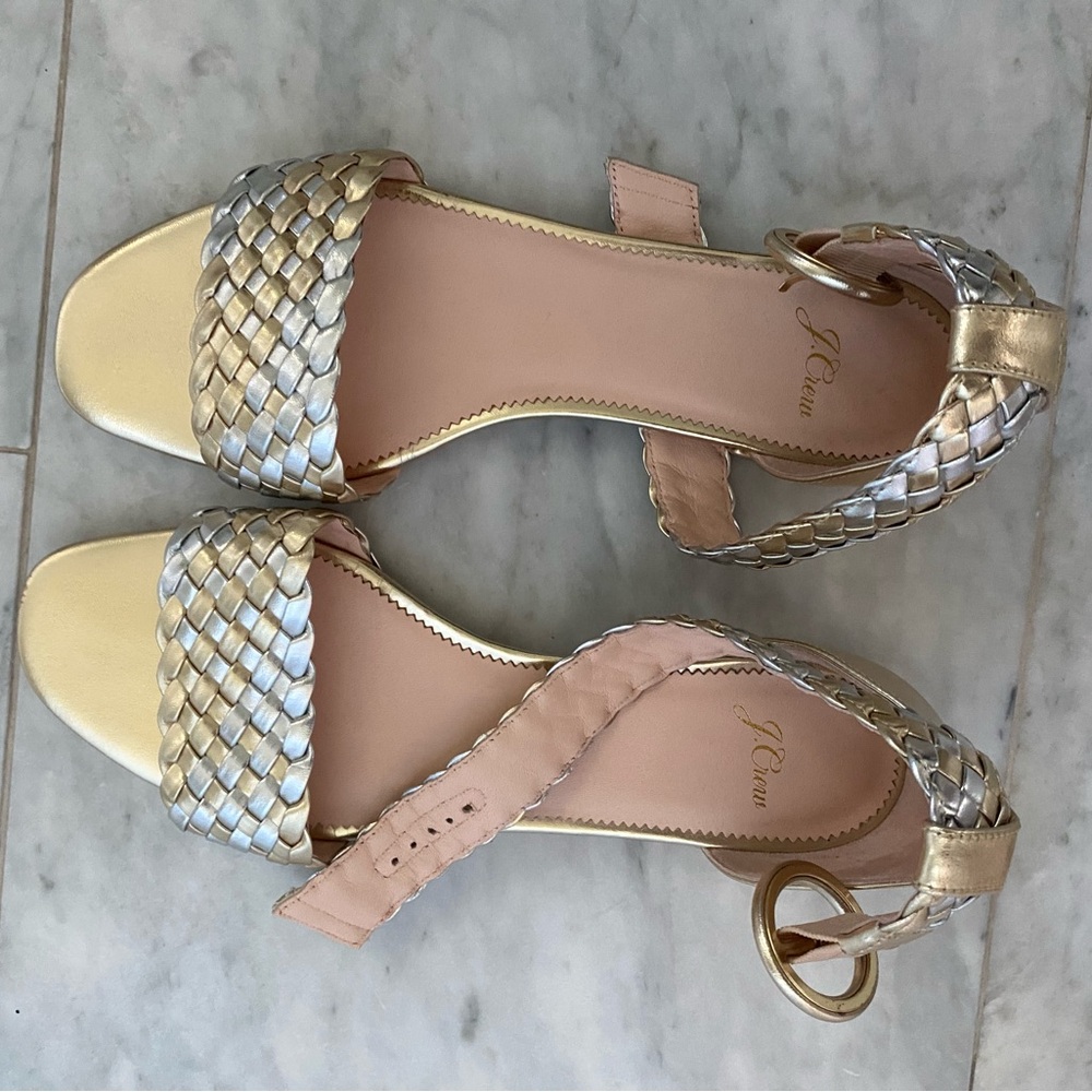 J. Crew Metallic Woven Sandals